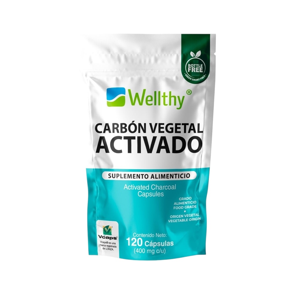 Carbón vegetal activado 120caps (Wellthy)