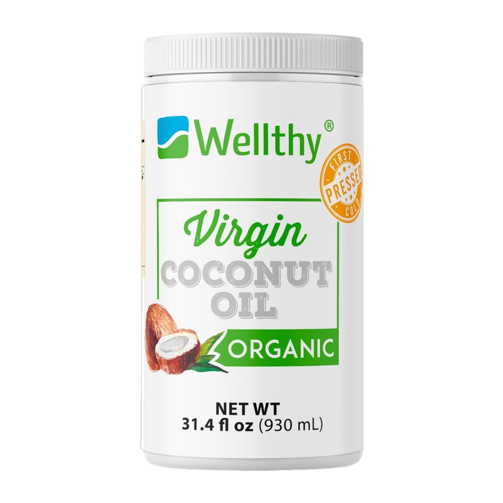 Aceite de Coco Virgen Orgánico 930ml Wellthy Organics
