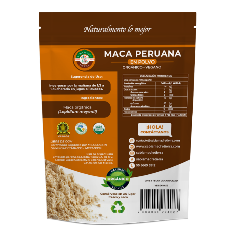 Maca Orgánica en Polvo 500 g (Sabia Madre Tierra)