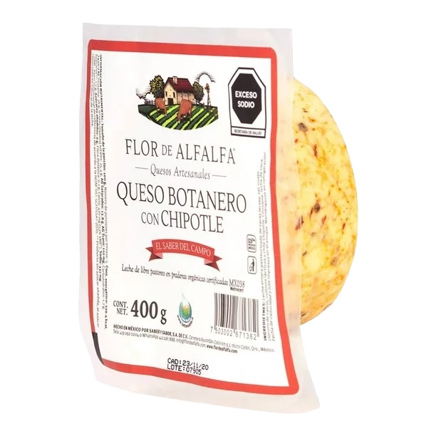 Queso Botanero Chipotle 400Gr (flor de alfalfa)