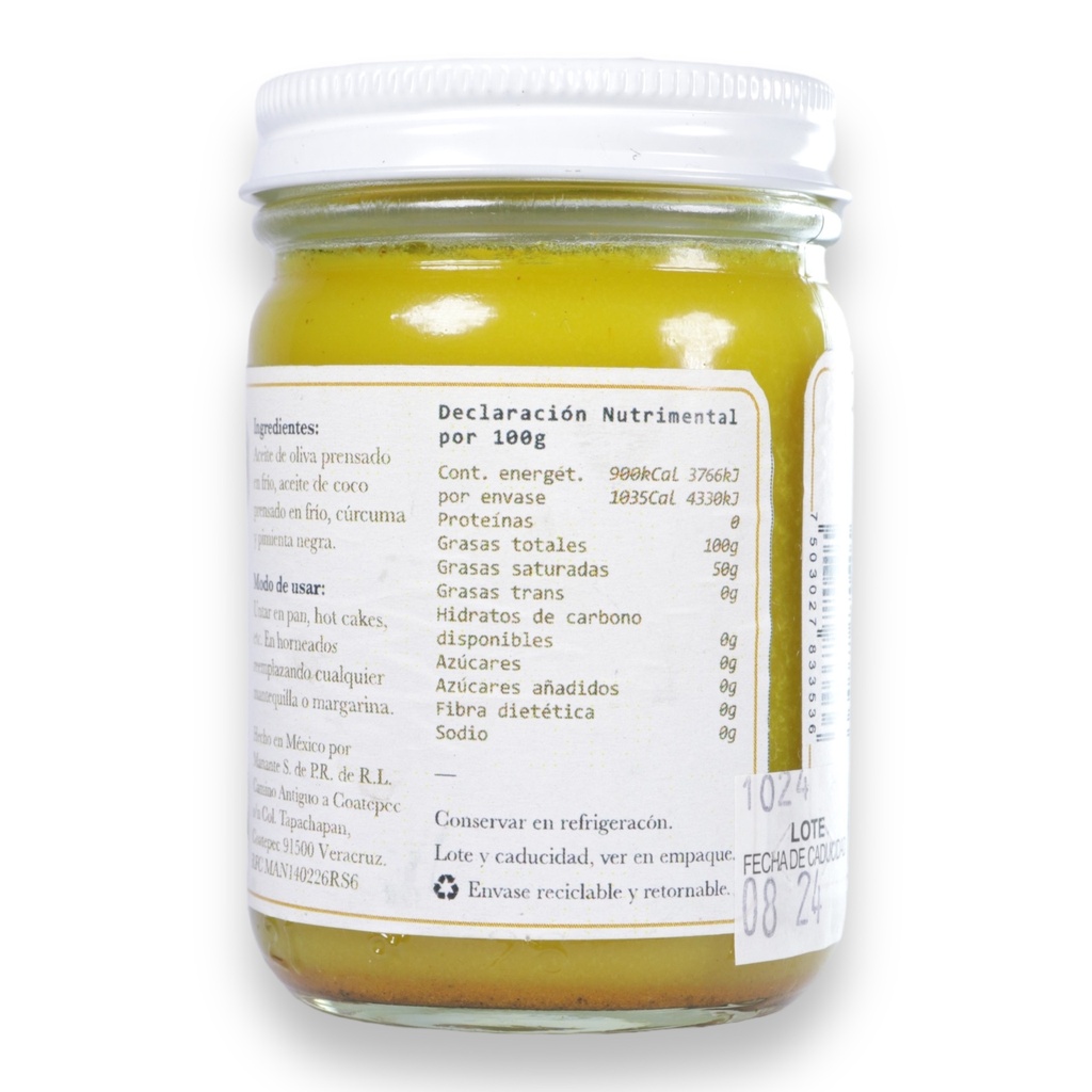 Mantequilla vegana curcuma y pimienta negra 115g  (Manantial