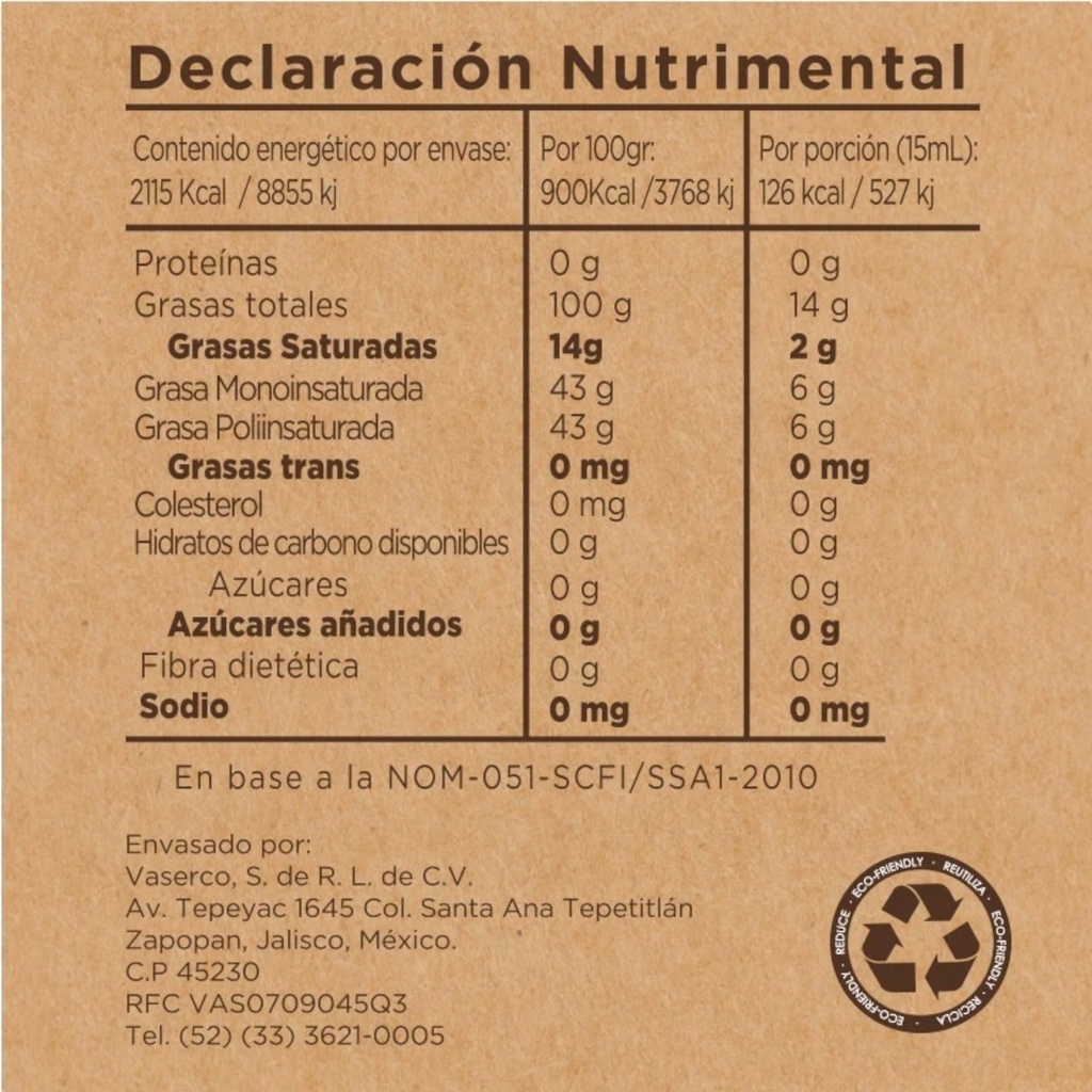 Aceite de ajonjolí 260ml (Enature)