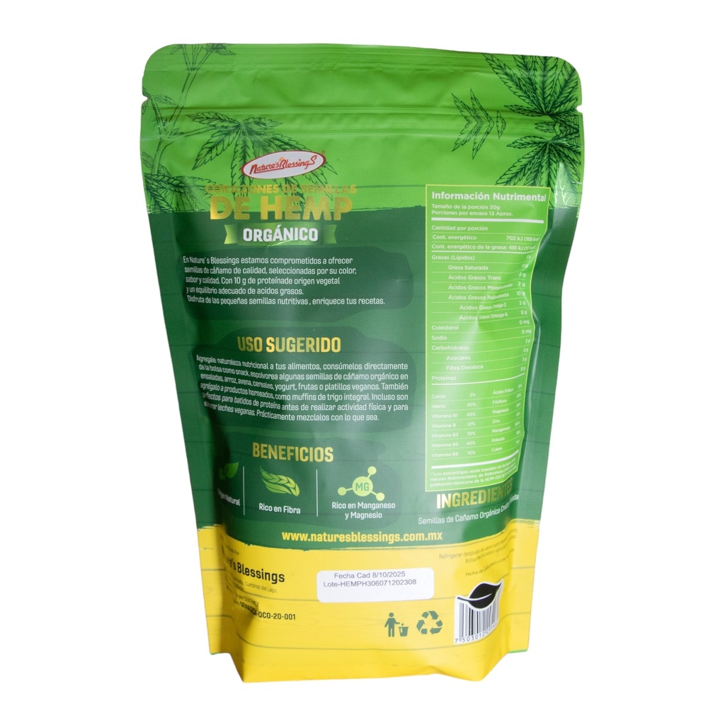 Corazones de semillas de Hemp Org 400 g (Natures Blessings)