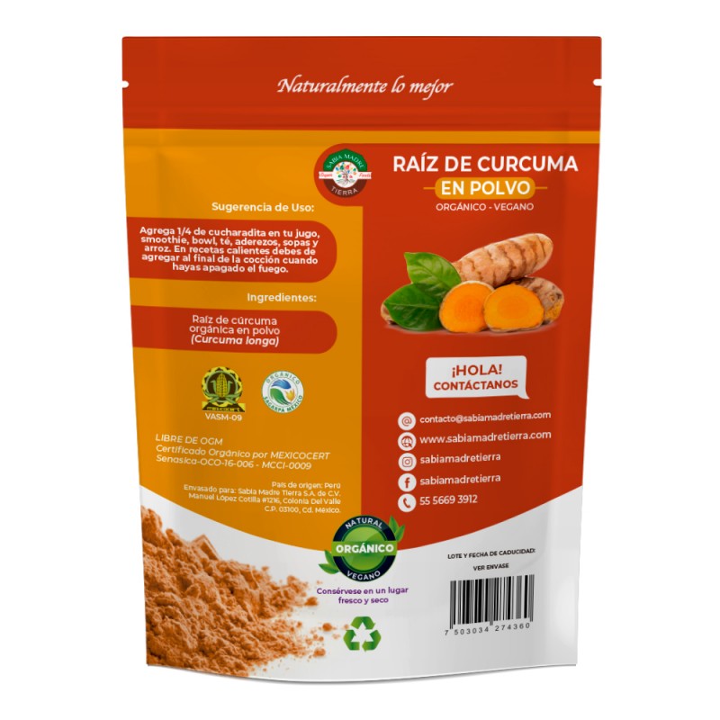 Raiz de Cúrcuma Orgánica 250 g (Sabia Madre Tierra)