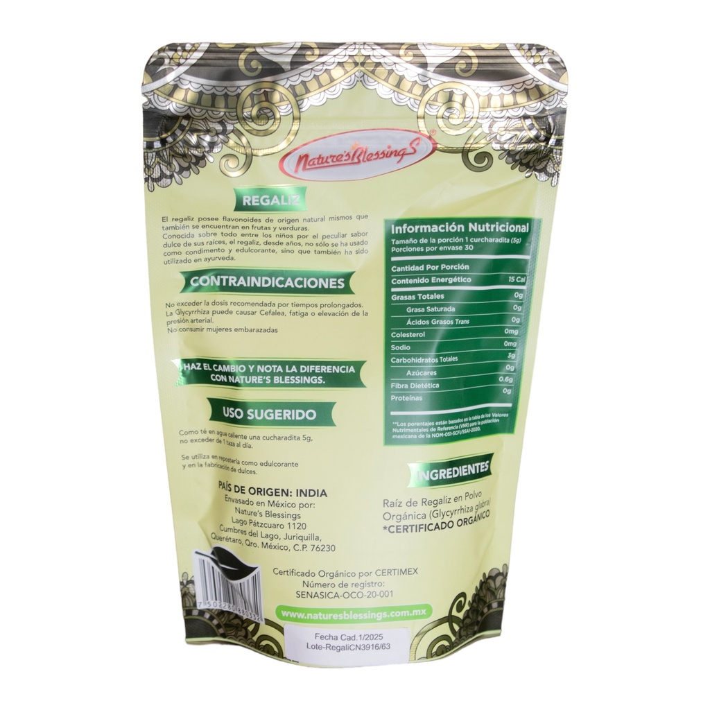 Raíz de Regaliz en polvo orgánico 150g (Natures Blessings)