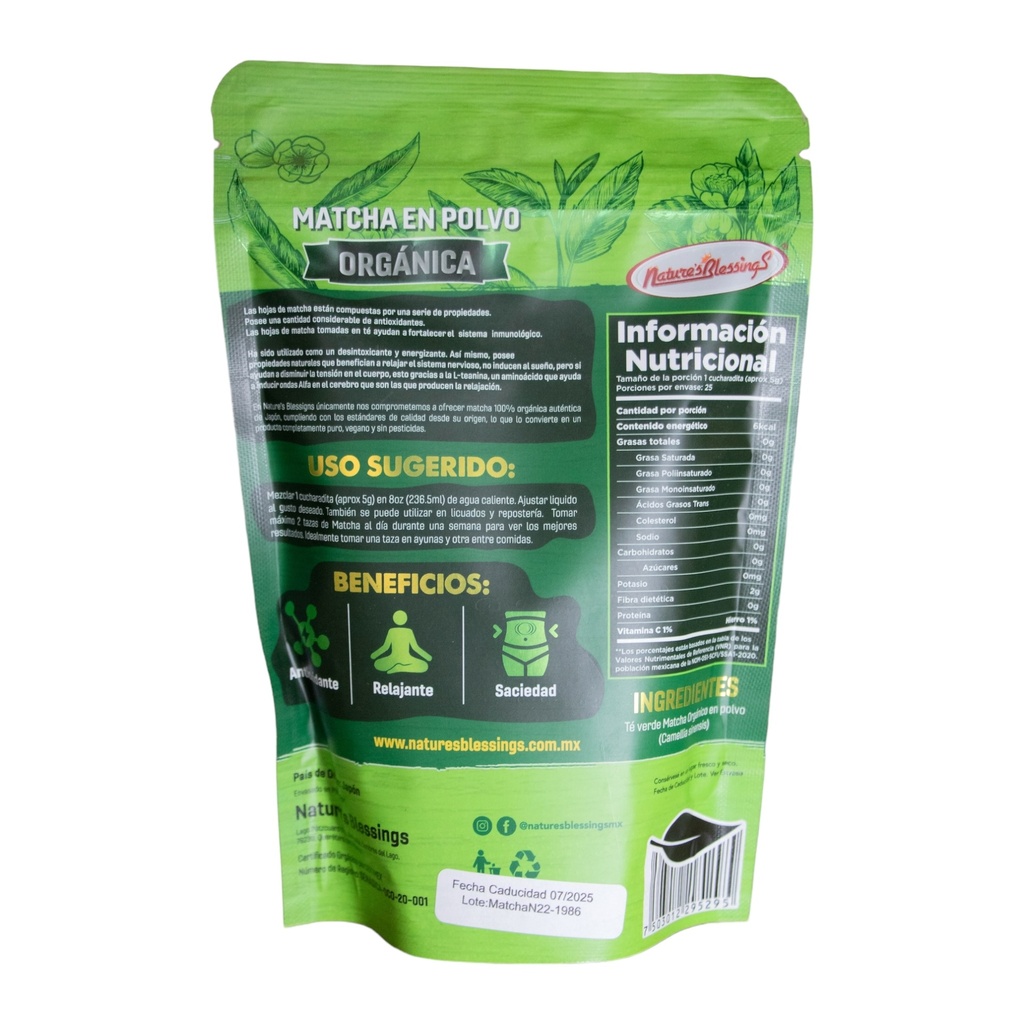 Té Matcha en polvo org 125gr (Natures Blessings)