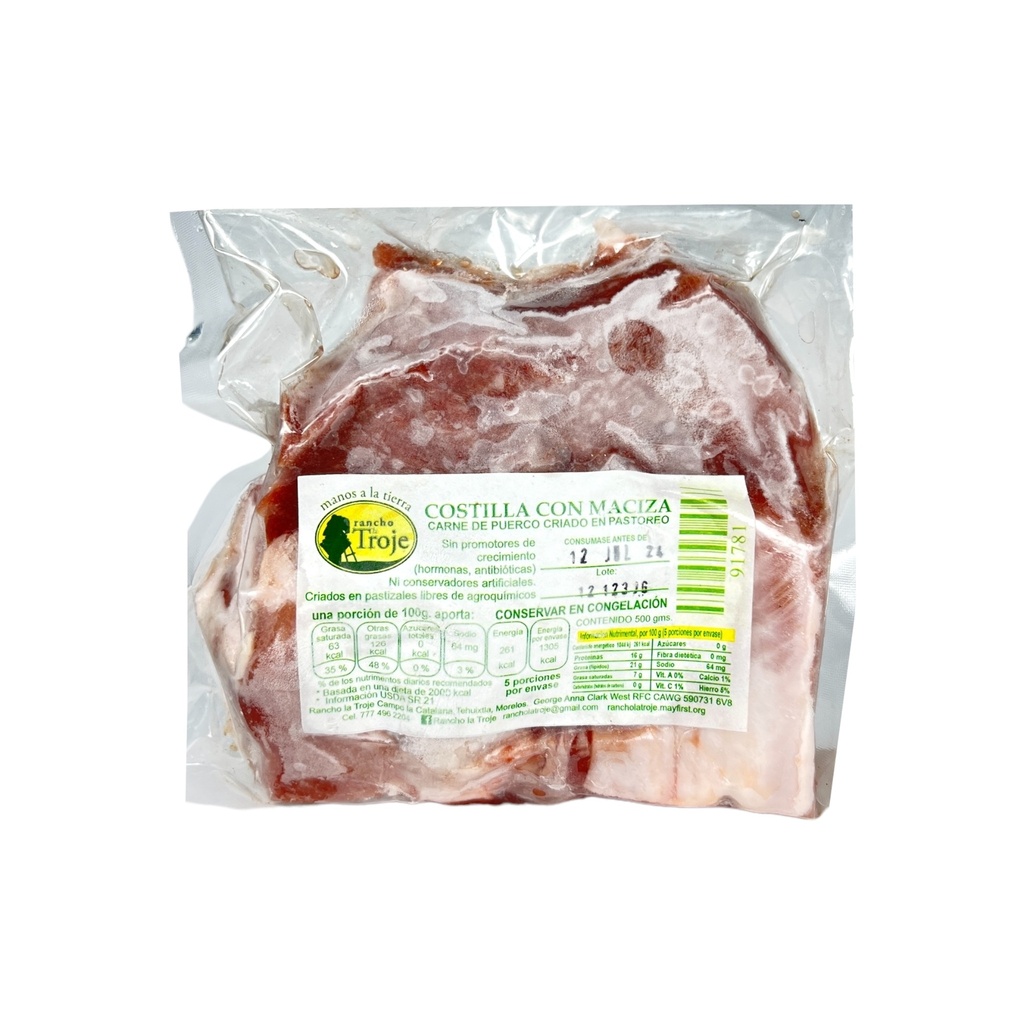 Costilla c/maciza de cerdo Org 500gr (La Troje)
