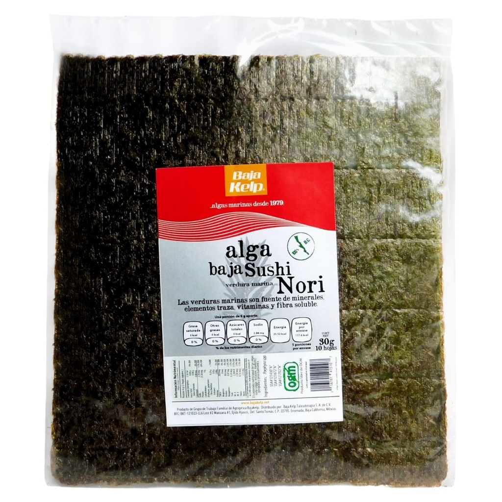 Alga Baja Sushi Nori 10 hojas (Baja Kelp)