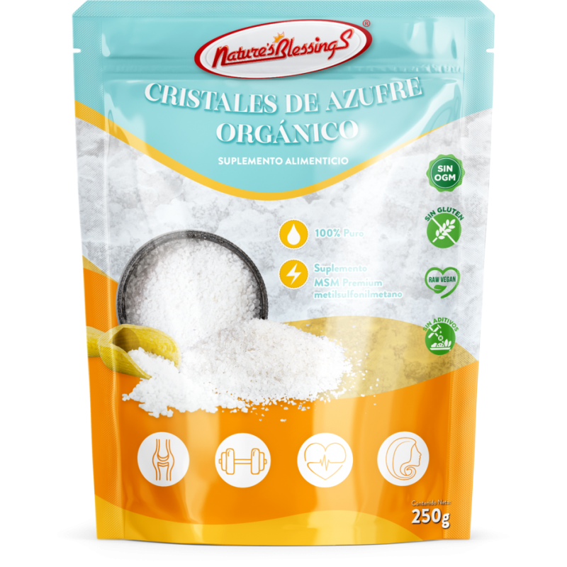 Azufre Orgánico Cristales MSM 250g (Natures Blessings)