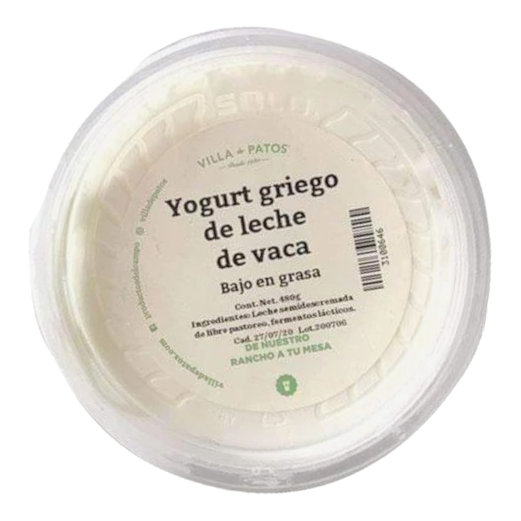 Yogurt griego de vaca 480 gr (Villa de Patos)