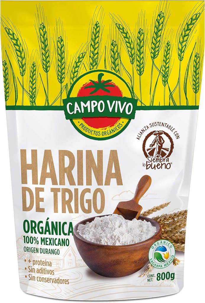 Harina de trigo 800gr (Campo Vivo)