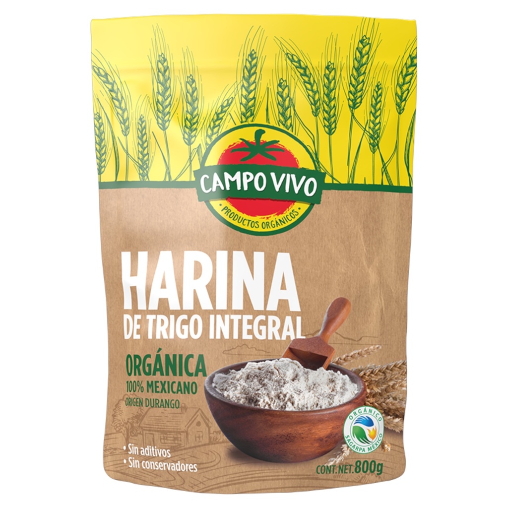 Harina de trigo Integral 800gr (Campo Vivo)