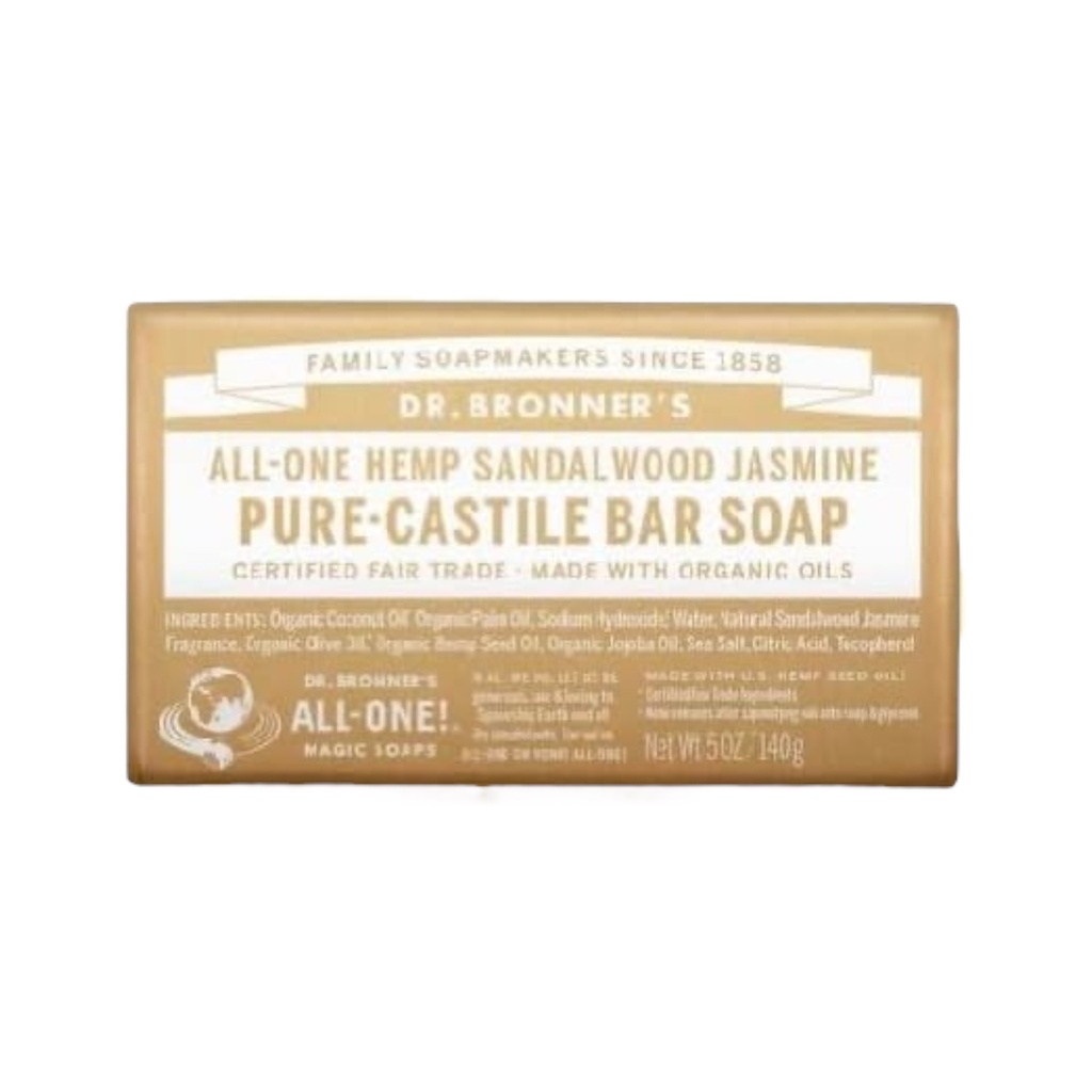 Jabón en barra de Sándalo - Jazmín 140g (Dr Bronner)