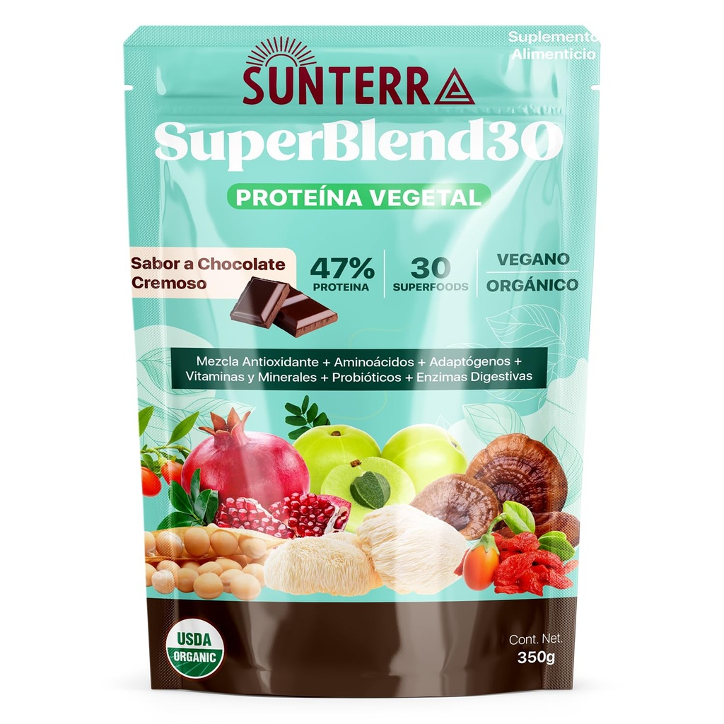 Mezcla de 30 Superfoods Adaptogenos Probioticos Sabor Chocolate Org 350 g (Natures Blessings)