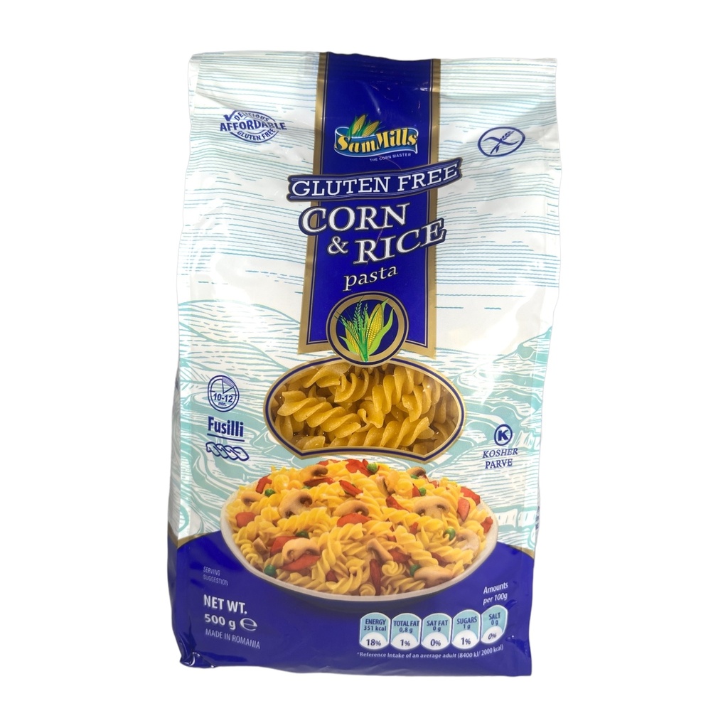 Pasta Tornillo de Maíz y Arroz Sin Gluten 500g Sam Mills