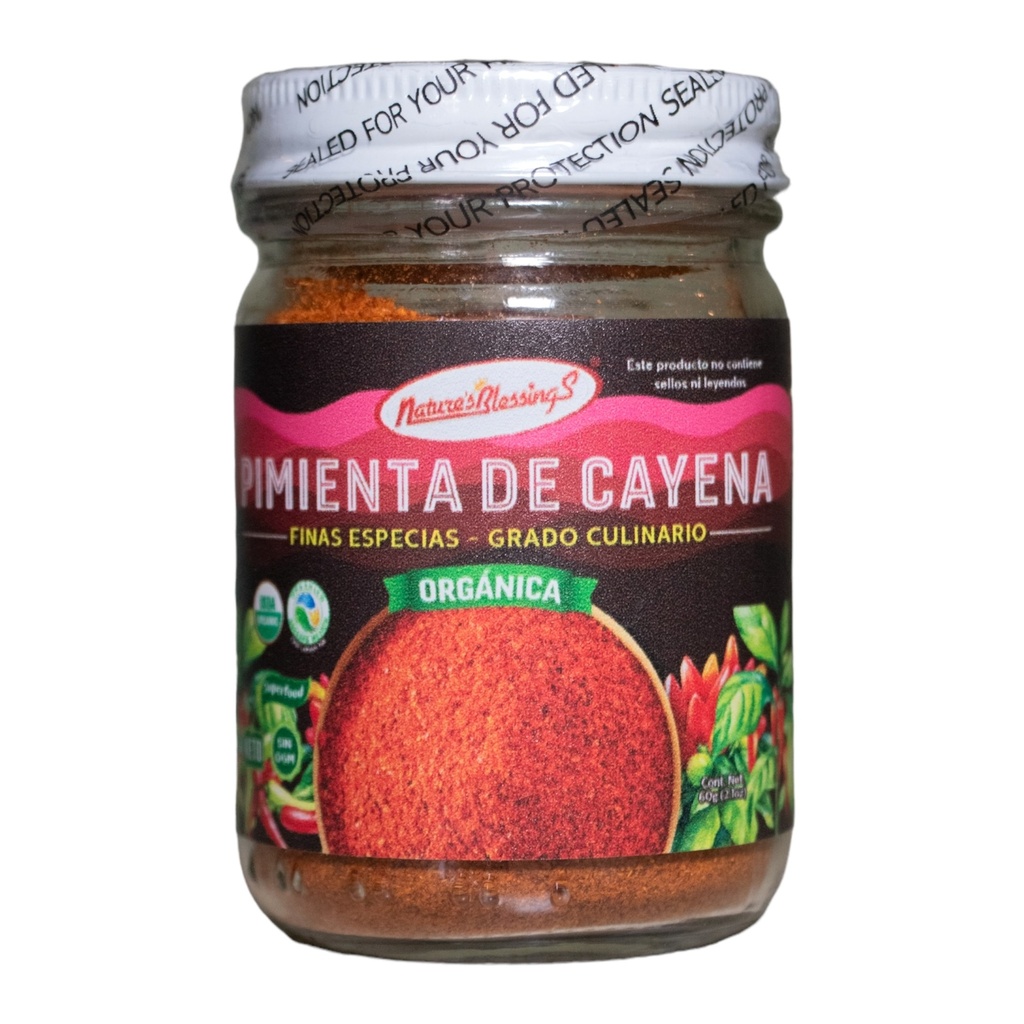 [7502280880196] Pimienta de Cayena Orgánica 60g (Natures Blessings)
