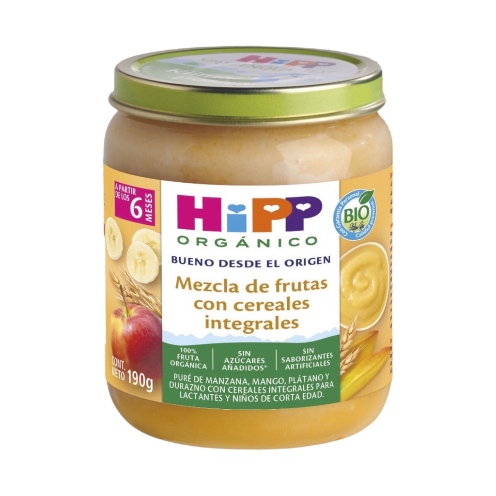 [4062300406483] Papilla Org Mix Fruta con Cereales Integrales 190g (HiPP)