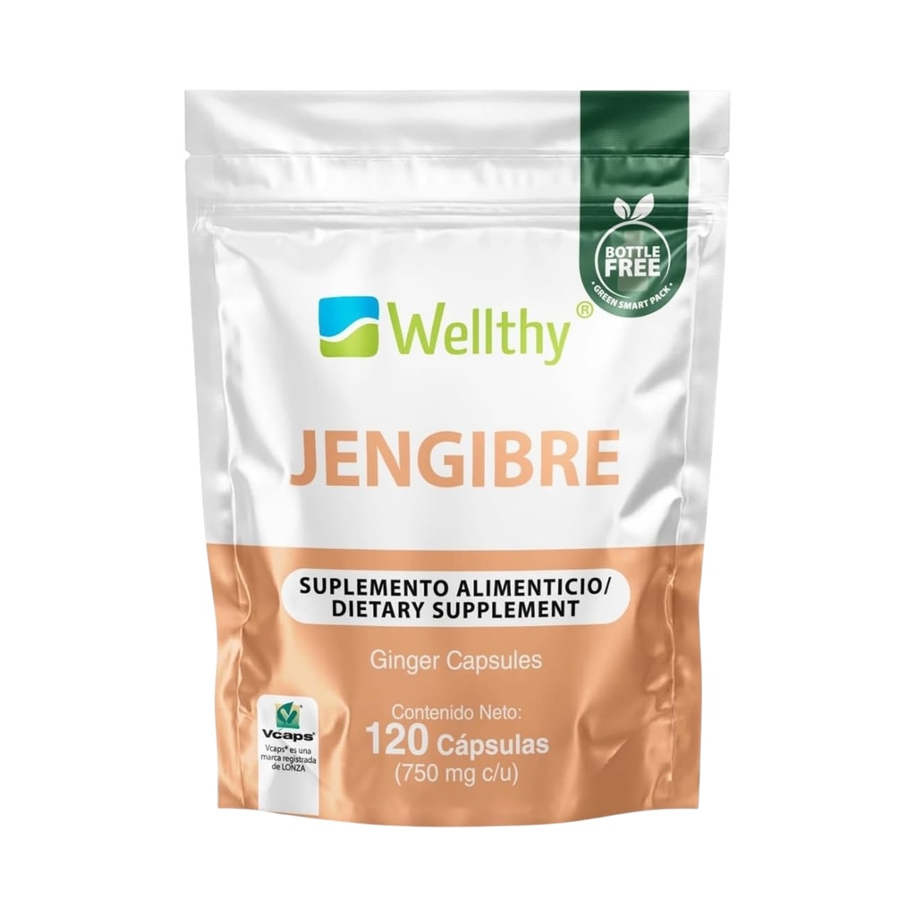 Jengibre 120 caps 750mg C/u (Wellthy)