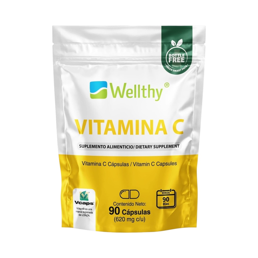 Vitamina C 90caps 620mg c/u (Wellthy)