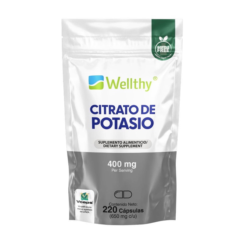 Citrato de Potasio 220 Caps 660mg C/U (Wellthy)
