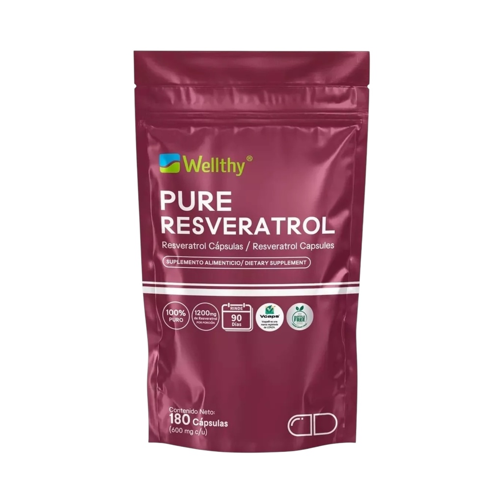 Resveratrol Puro 180caps 600mg c/u (Wellthy)
