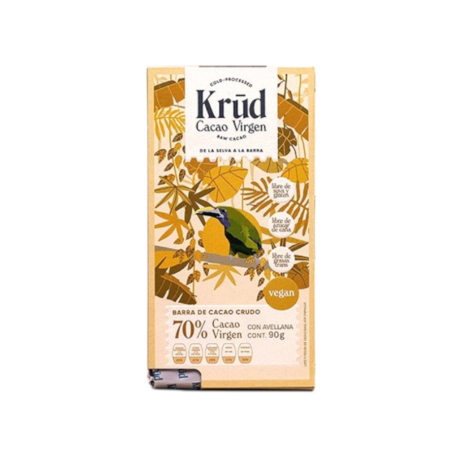 Barra de Cacao con Avellana 70% 90g (Krud)