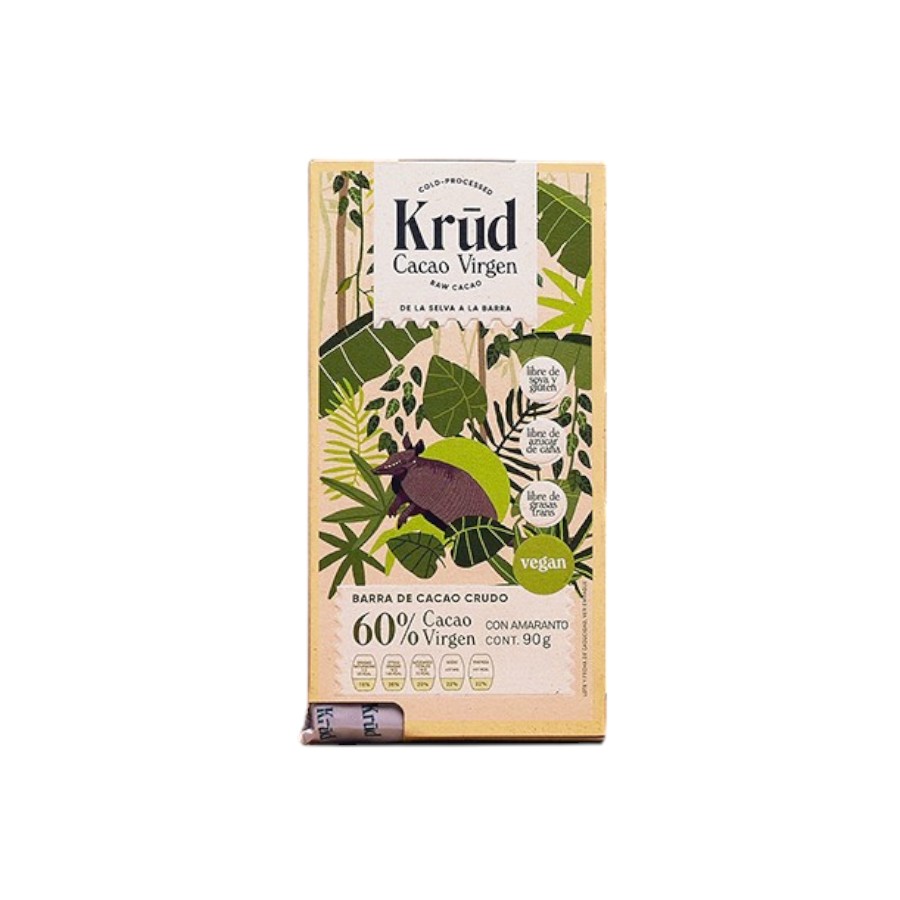 Barra de Cacao con Amaranto 60% 90g (Krud)