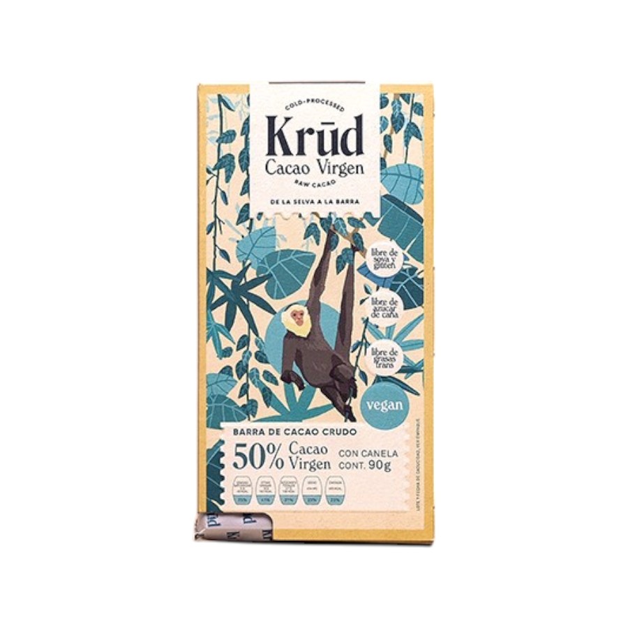 Barra de Cacao con Canela 50% 90g (Krud)