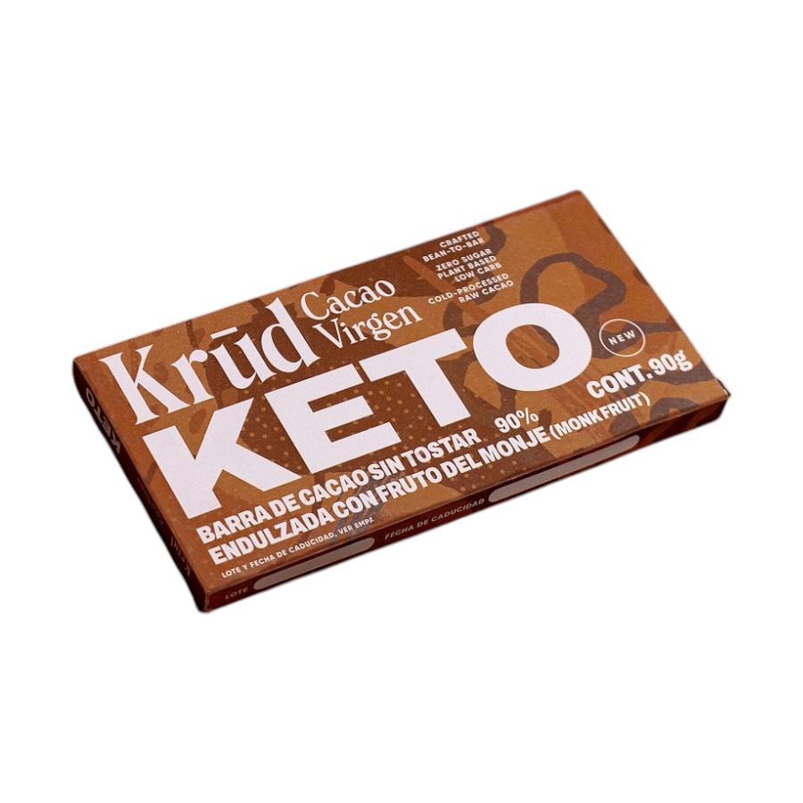 Barra Keto de Cacao con Monk Fruit 90% 90g (Krud)
