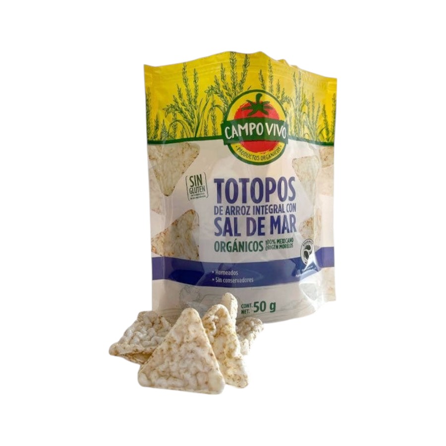 [7502236175062] Totopos de Arroz Integral c/Sal de Mar 50g (Campo Vivo)