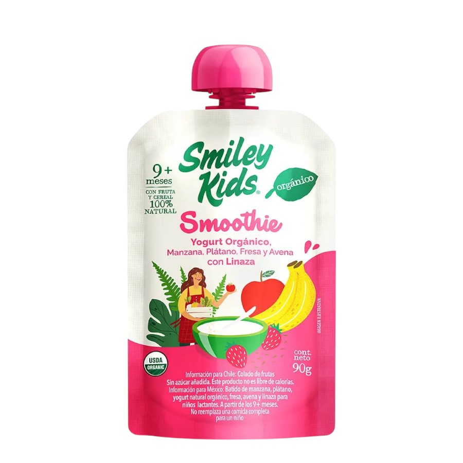 Smoothie Orgánico c/Yogurt, Avena y frutas 90gr (Smiley Kids)