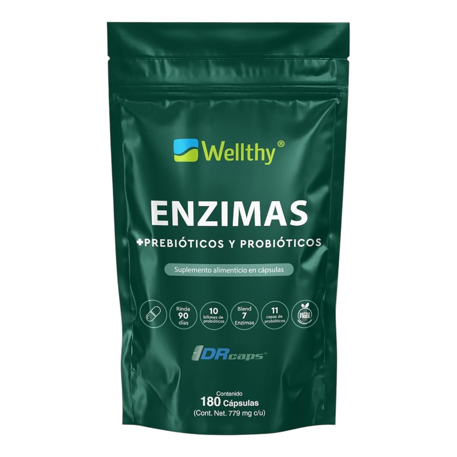 [7503054171441] Enzimas + Pre y Probióticos 180caps (Wellthy)