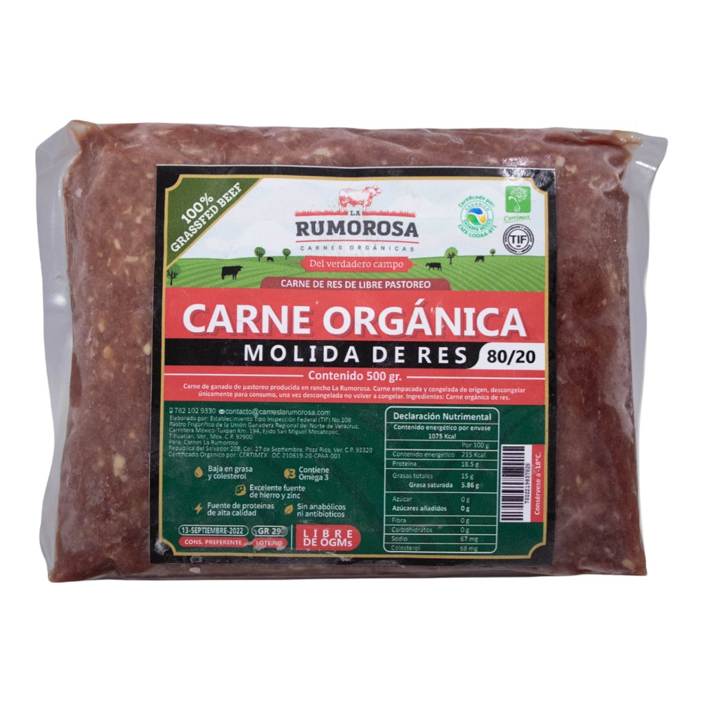 Molida de Res Org 80/20 500 g (La Rumorosa)