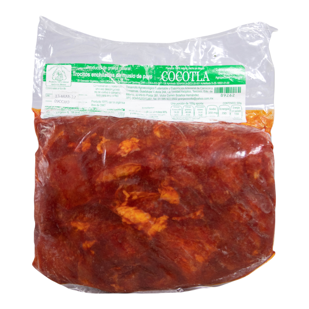 Trocitos de pavo enchilado 500g (Cocotla)
