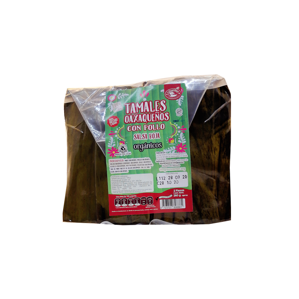 Tamales oaxaqueños con pollo salsa roja 260 g org (La Cocina Verde)