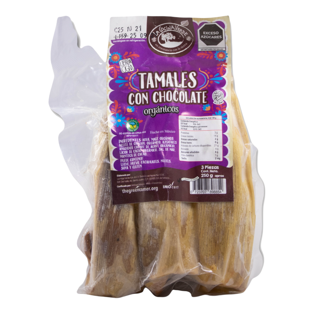 Tamales con chocolate 250g 3 pz (La Cocina Verde)