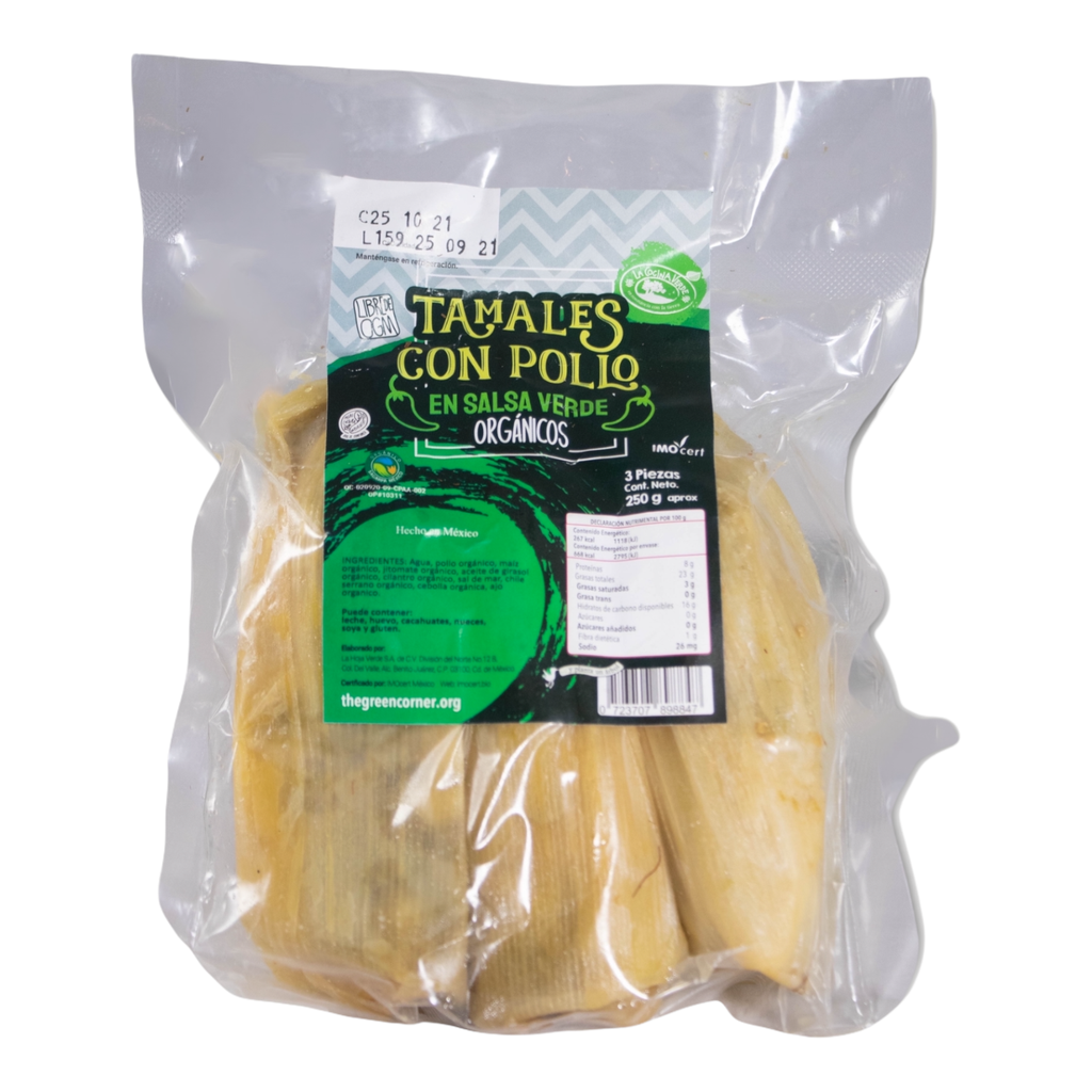 Tamales pollo salsa verde 240g 3 pz (La Cocina Verde)