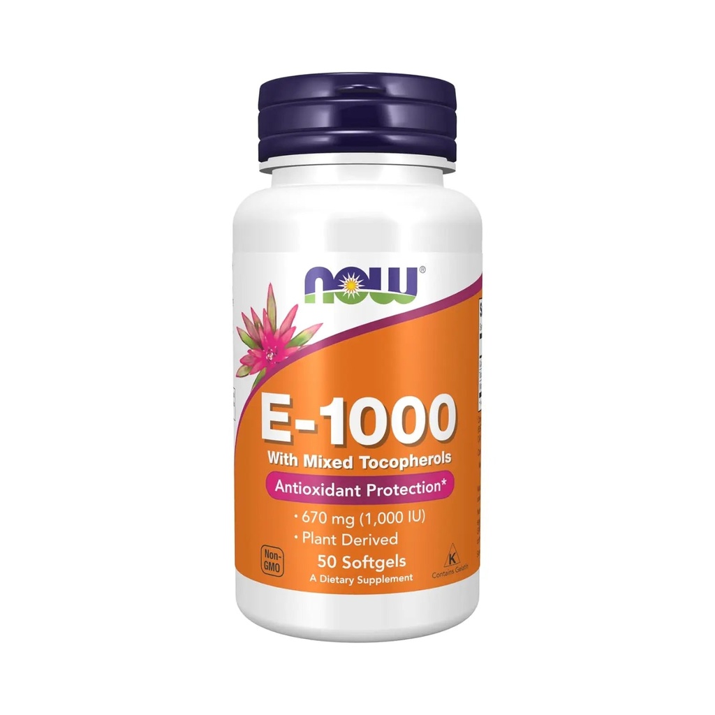 [733739009005] E-1000 con Tocoferoles Mixtos 50caps 670mg 1000UI (Now Foods)