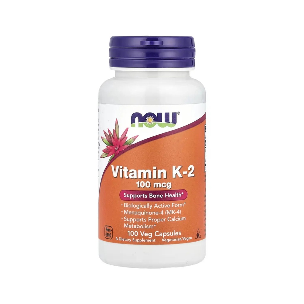 Vitamina K2 100caps 90 Mcg c/u Menaquinona-4 Mk-4  (Now Foods)