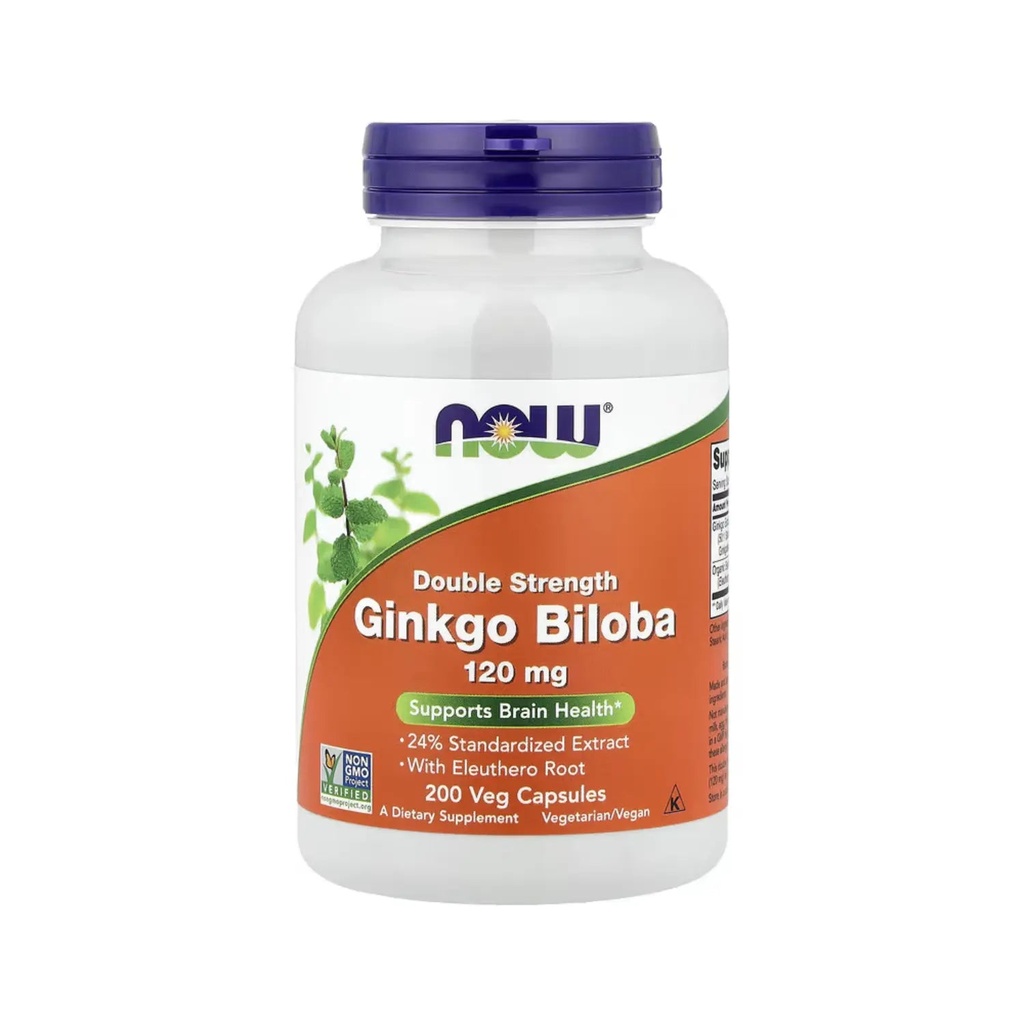 [733739046819] Ginko Biloba con Ginseng 200caps 120mg c/u (Now Foods)