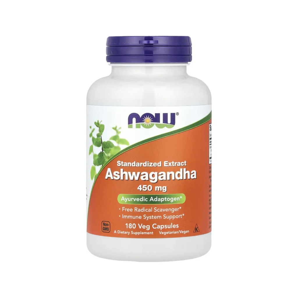 [733739045935] Extracto de Ginseng Indio Ashwagandha 180caps 450mg c/u (Now Foods)