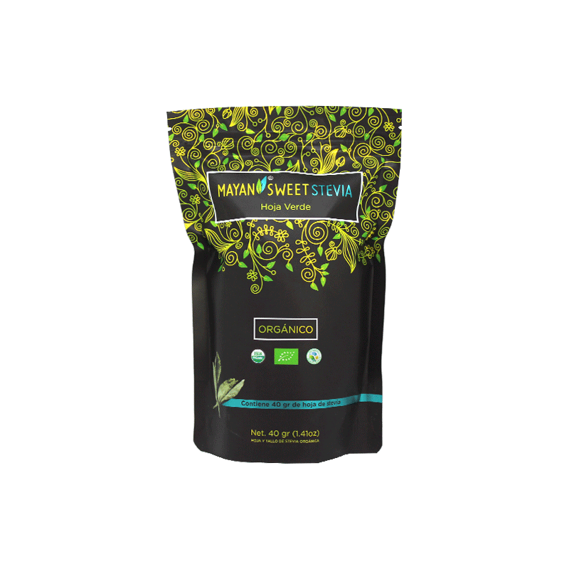 Hoja y Tallo de Stevia Verde Orgánica 40 g Mayan Sweet