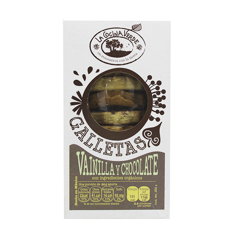 [723707896737] Galletas vainilla relleno chocolate 264 g (La Cocina Verde)