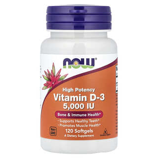 Vitamina d3 alta potencia 120 softgels 5000 ui (Now Foods)