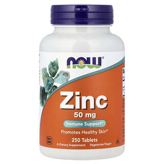 Zinc imunidad 50mg 250 tabs vegano (Now Foods)
