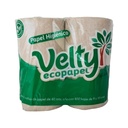 Papel higienico tradicional hoja 4 rollos (Velty)