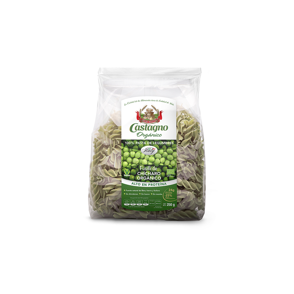 Pasta organica de chicharo fusilli 250 g (Castagno)