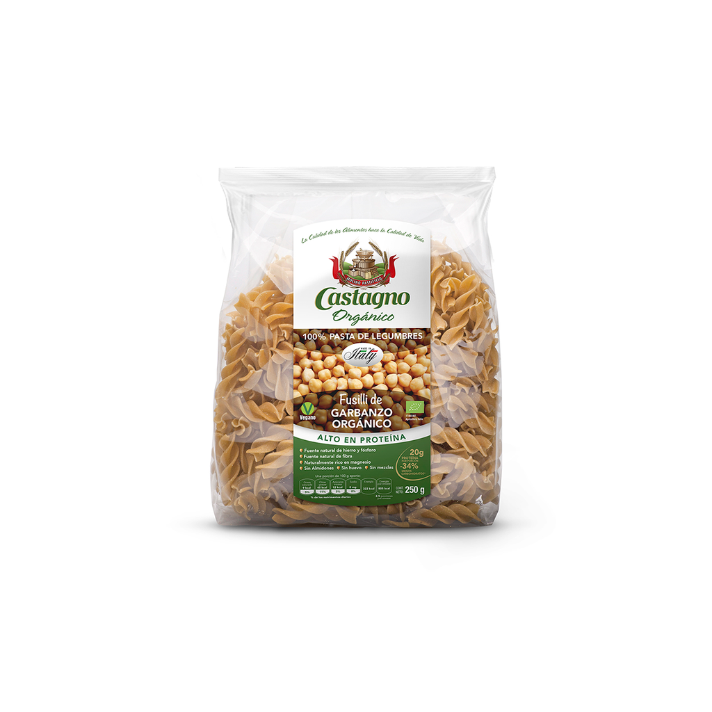 Pasta organica de garbanzo fusilli 250 g (Castagno)