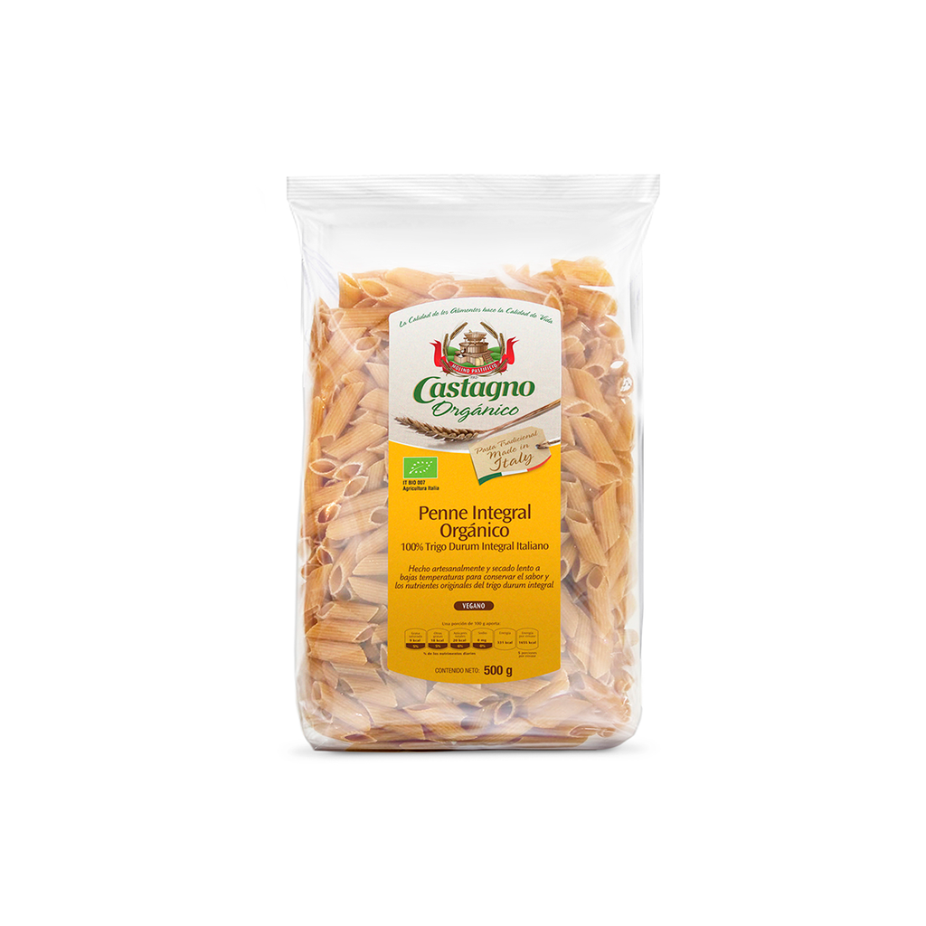 Pasta de trigo integral penne 500 g (Castagno)