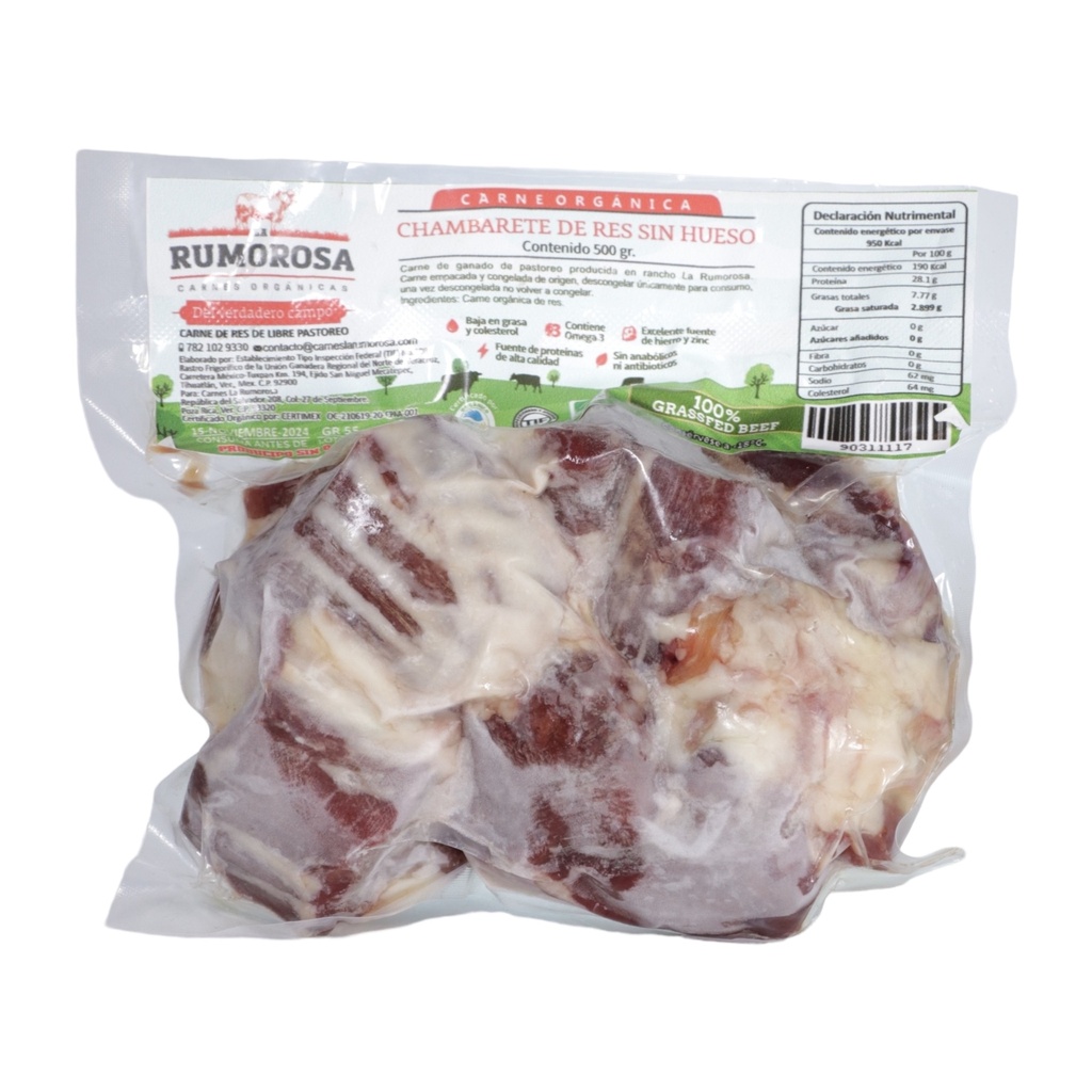 Chambarete De Res sin hueso Organico 500g (La Rumorosa)